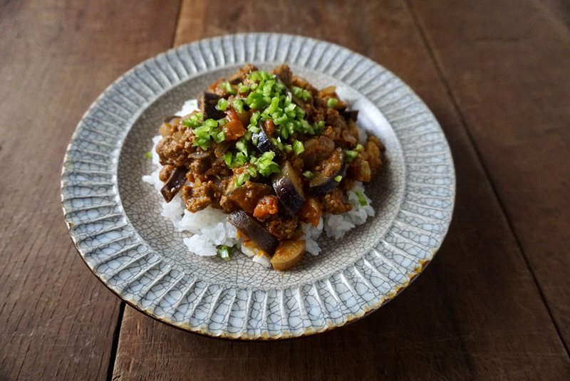 ナスのキーマカレー 