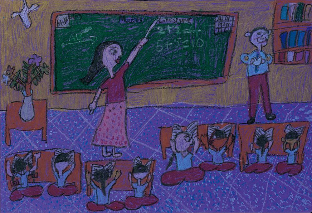 『私たちの教室』カナク・ヴィシャル・トリヴェディ_第26回世界こども図画コンテスト 金賞作品