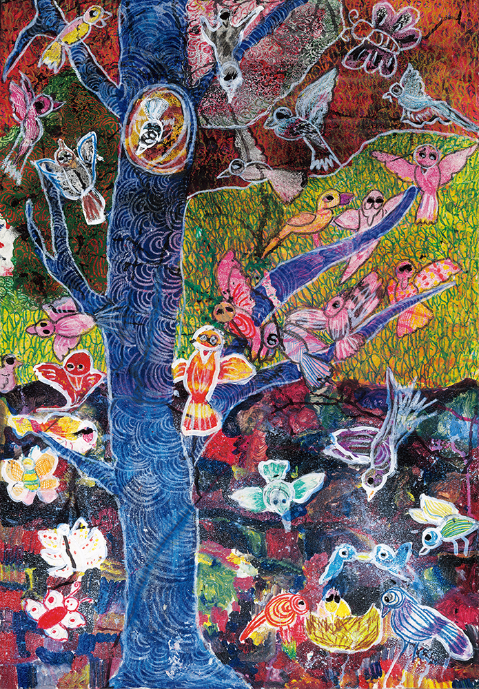 『鳥たちの木』ルティラ・ヒルナカ・ピタウェラ_第26回世界こども図画コンテスト 金賞作品