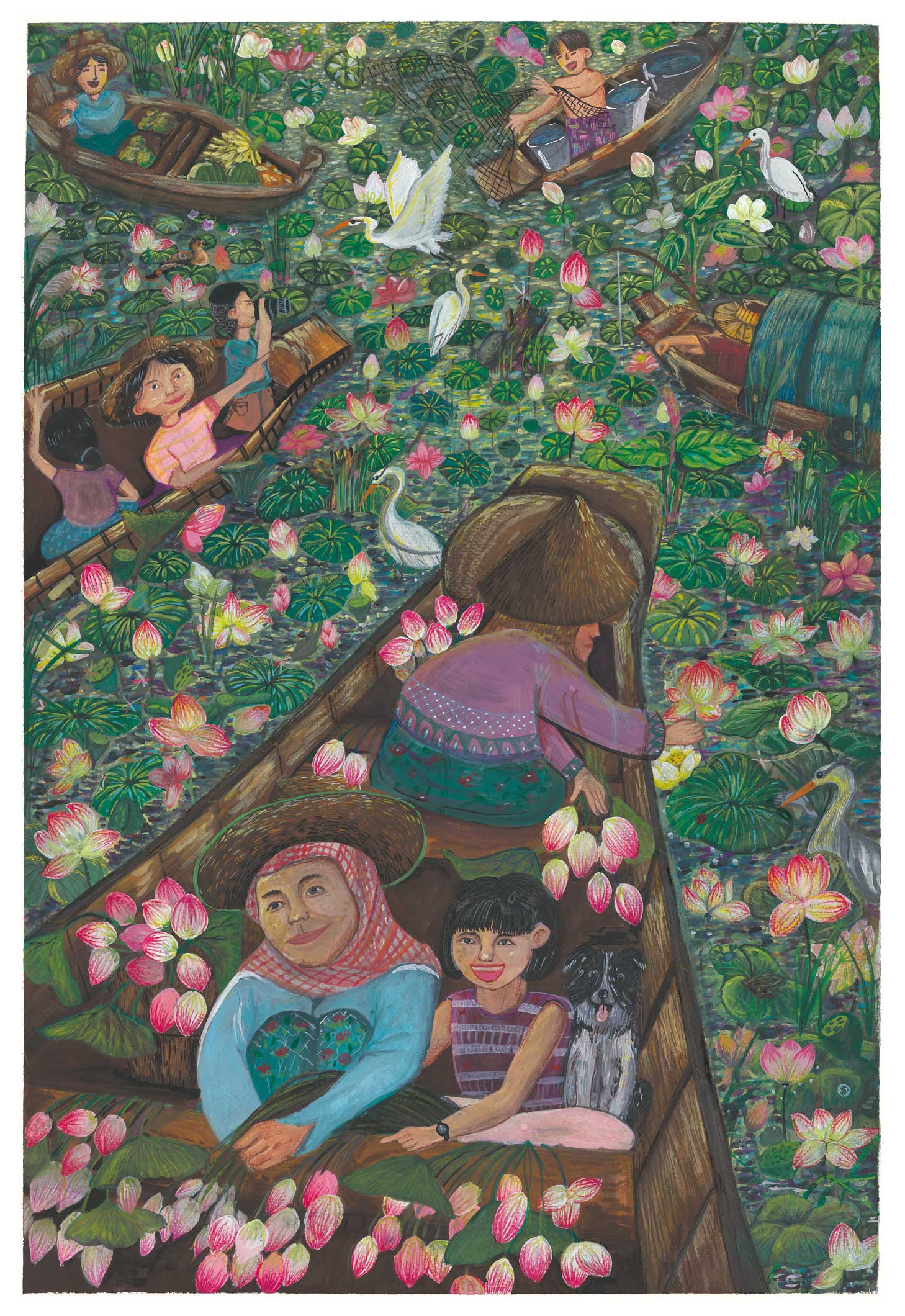 『ハスの収穫日の喜び』スター キッティマ_第28回世界こども図画コンテスト 金賞作品